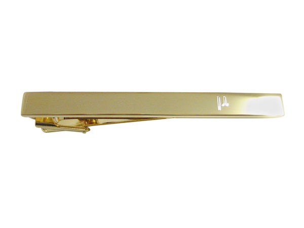 Gold Toned Etched Greek Letter Mu Square Tie Clip