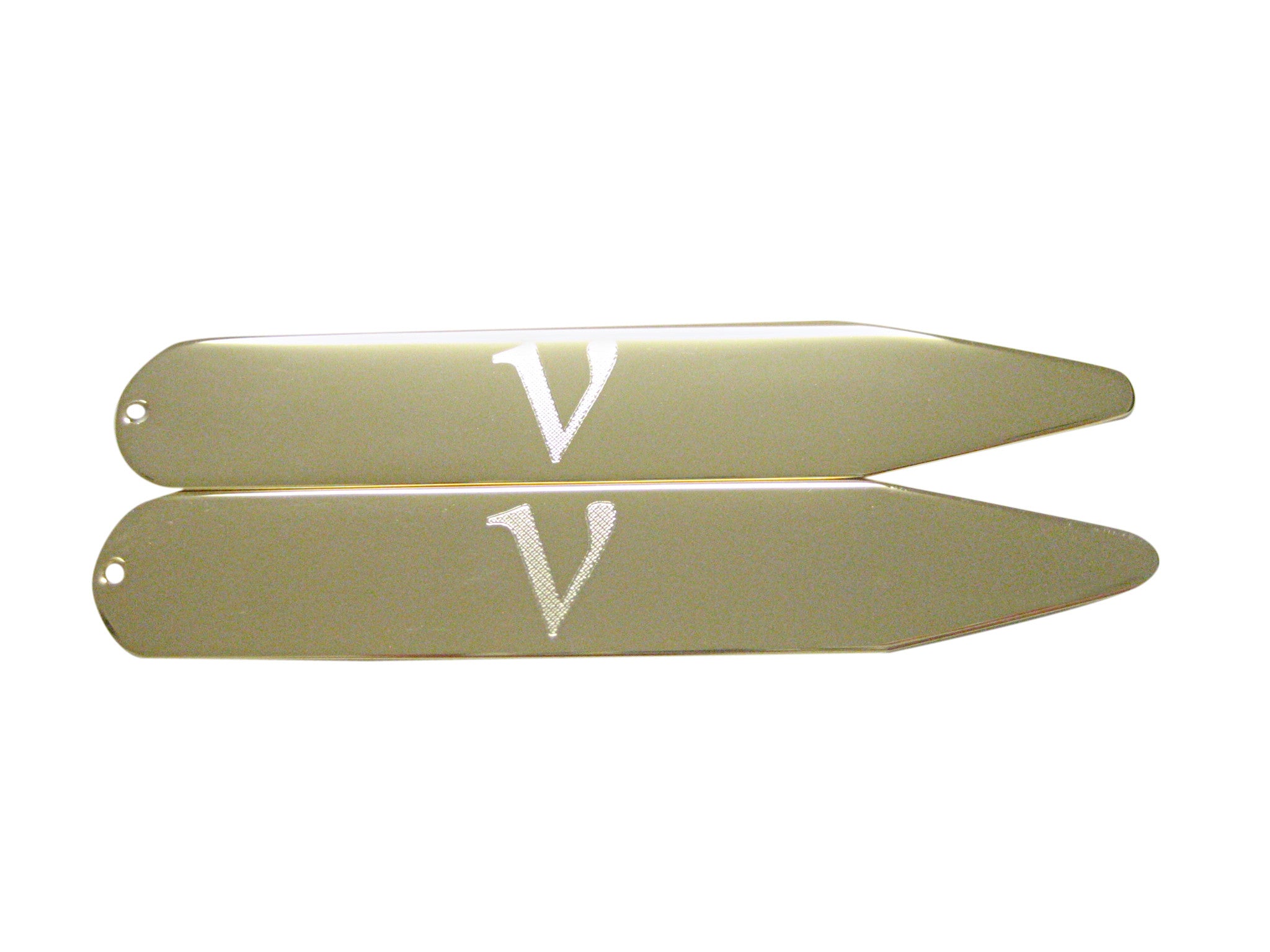 Gold Toned Etched Greek Letter Nu Collar Stays