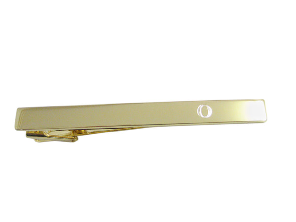 Gold Toned Etched Greek Letter Omicron Square Tie Clip