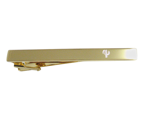 Gold Toned Etched Greek Letter Phi Square Tie Clip