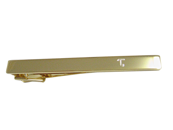Gold Toned Etched Greek Letter Tau Square Tie Clip