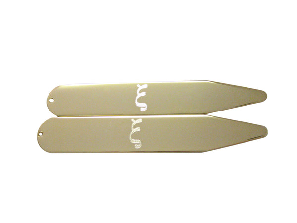 Gold Toned Etched Greek Letter Xi Collar Stays