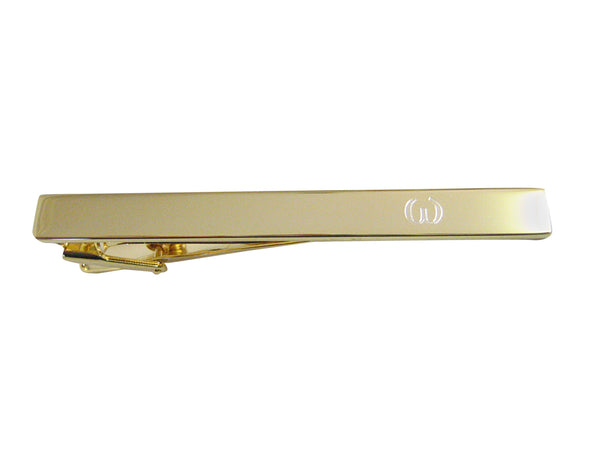 Gold Toned Etched Greek Lowercase Letter Omega Square Tie Clip