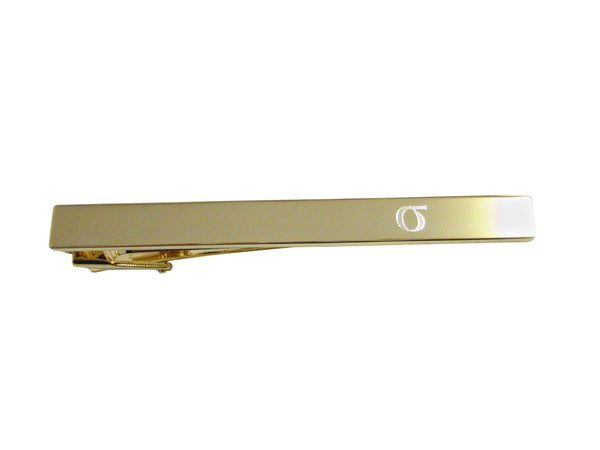Gold Toned Etched Greek Lowercase Letter Sigma Square Tie Clip