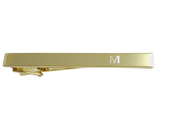 Gold Toned Etched Letter M Monogram Square Tie Clip