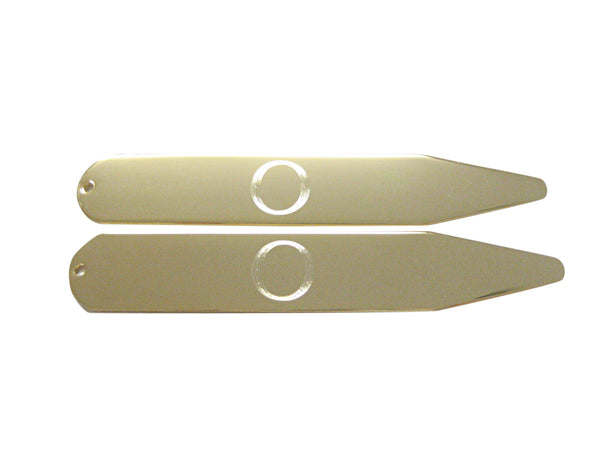 Gold Toned Etched Letter O Monogram Collar Stays