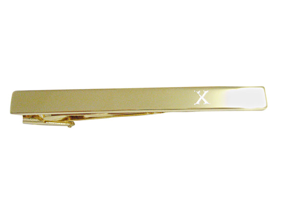 Gold Toned Etched Letter X Monogram Square Tie Clip