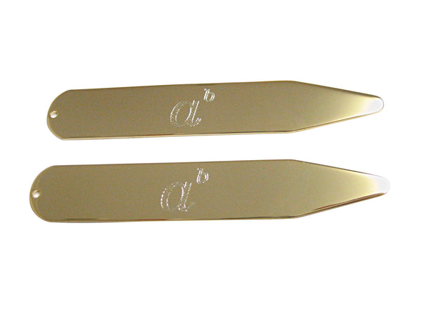 Gold Toned Etched Mathematical A to the Power of B Collar Stays