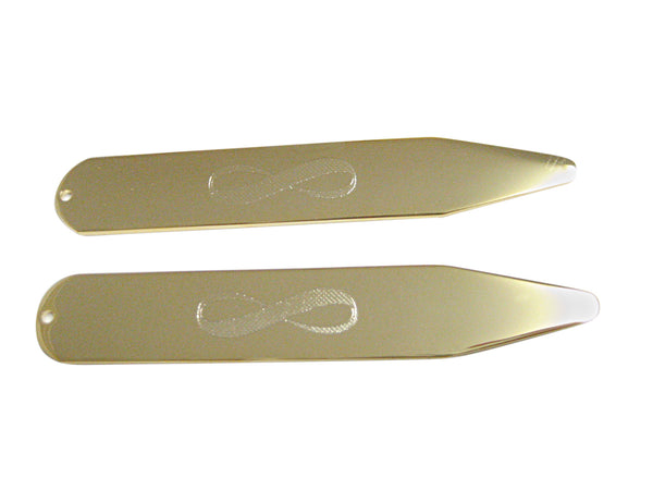 Gold Toned Etched Mathematical Infinity Google Googol Symbol Collar Stays