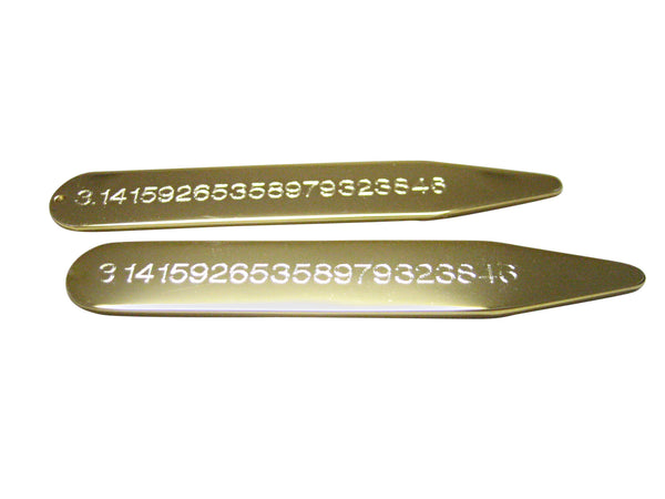 Gold Toned Etched Mathematical Pi Number Collar Stays