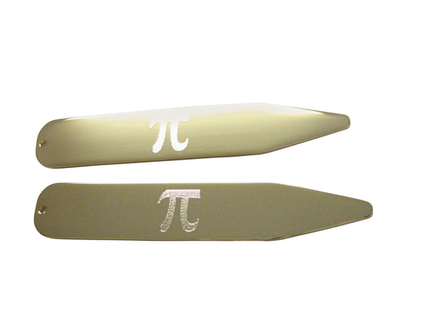 Gold Toned Etched Mathematical Pi Symbol Collar Stays