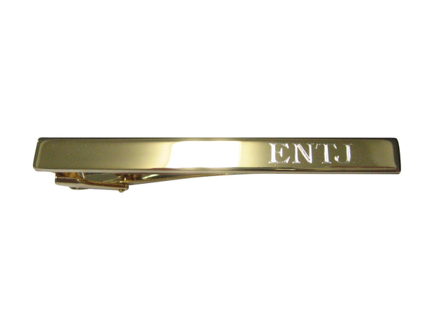 Gold Toned Etched Myers Briggs ENTJ Tie Clip