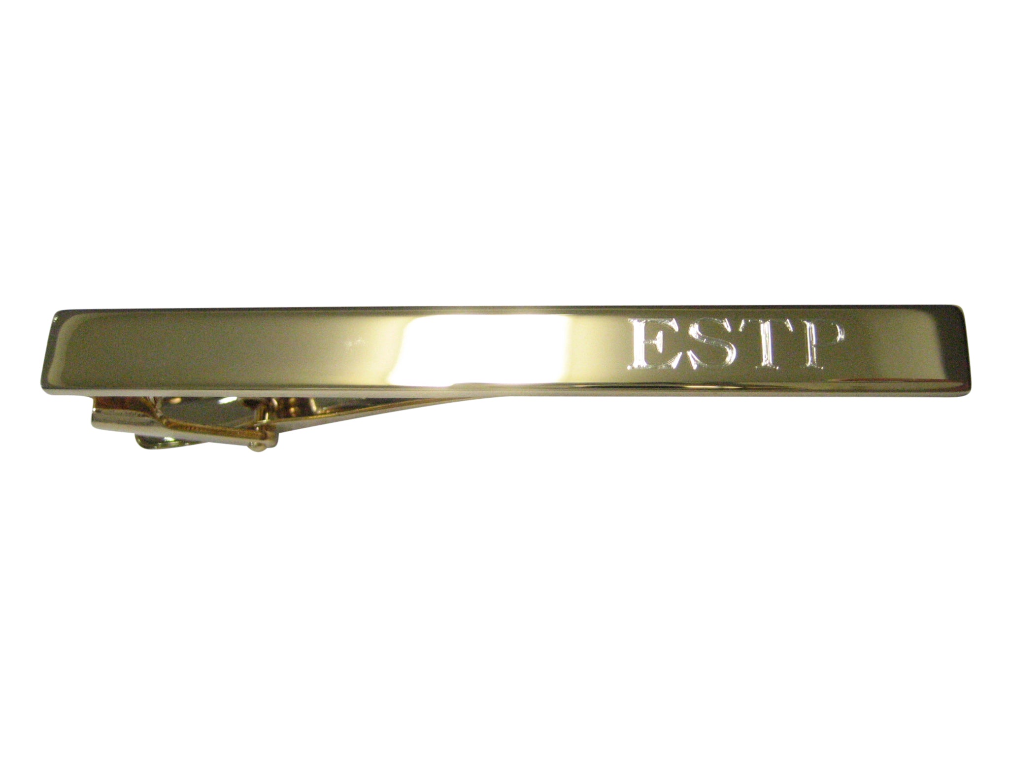 Gold Toned Etched Myers Briggs ESTP Tie Clip