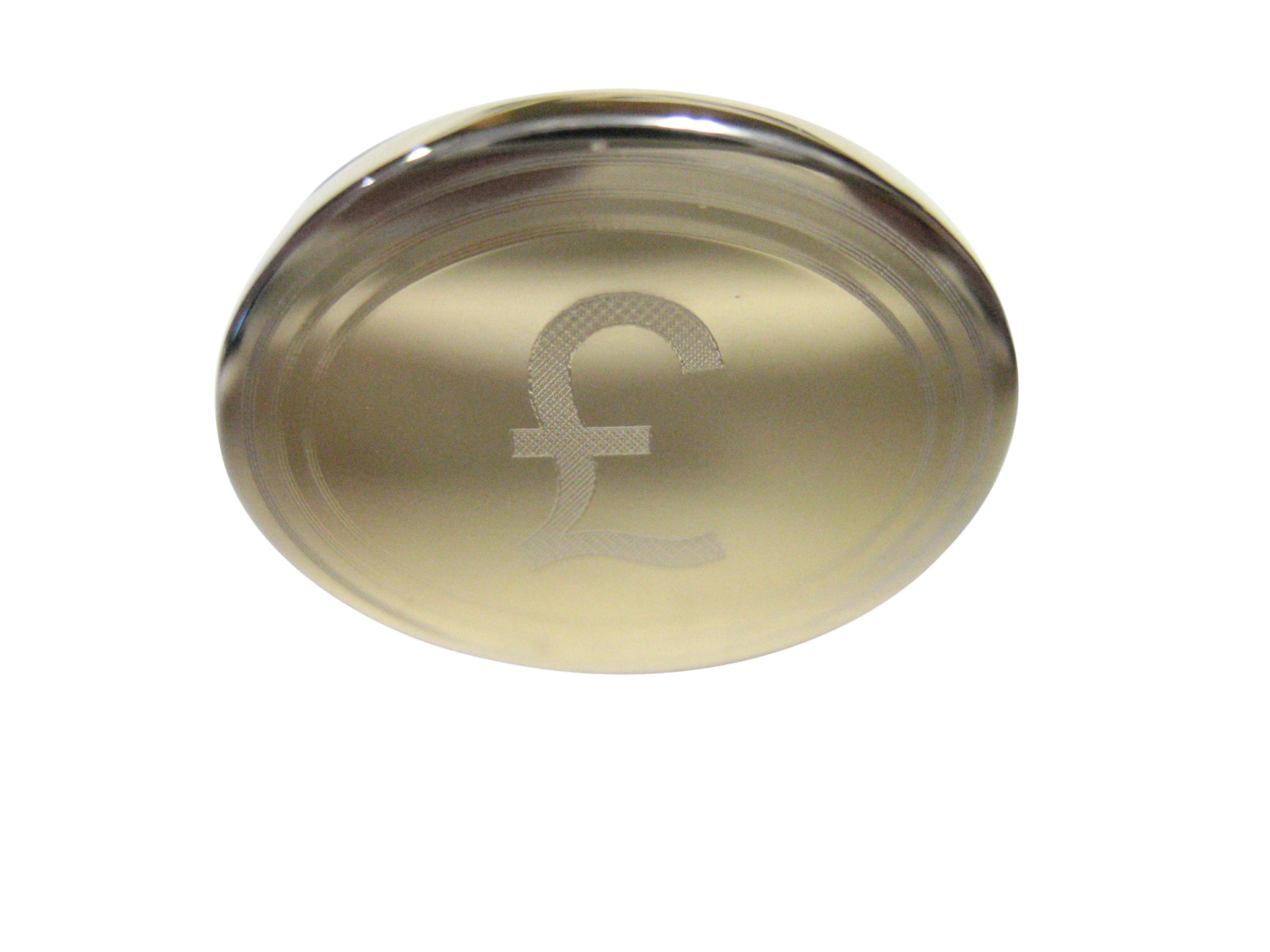 Gold Toned Etched Oval British Pound Sterling Currency Sign Pendant Adjustable Size Fashion Ring