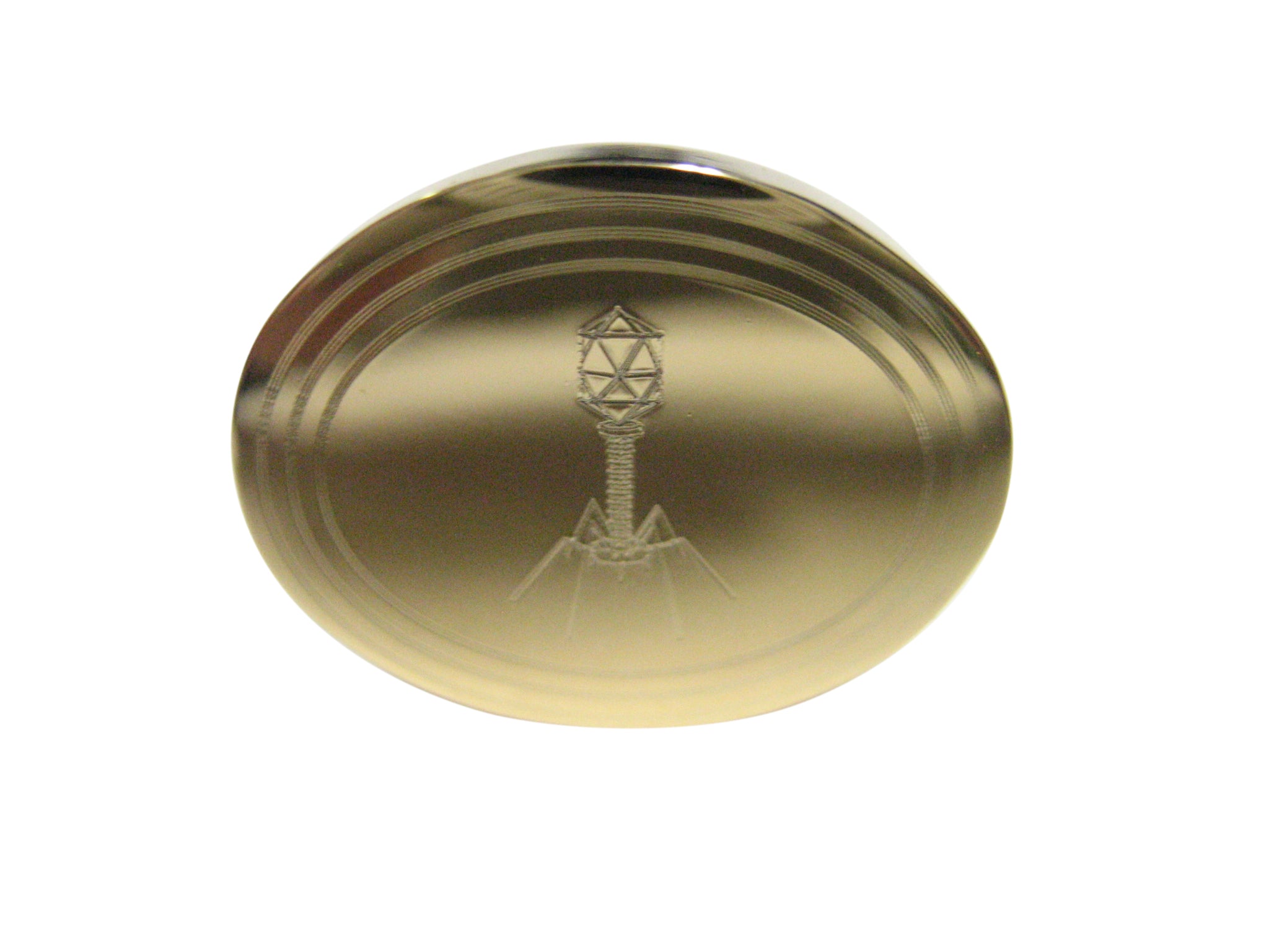 Gold Toned Etched Oval Complex Virus Adjustable Size Fashion Ring