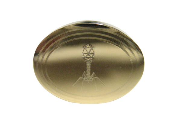 Gold Toned Etched Oval Complex Virus Adjustable Size Fashion Ring