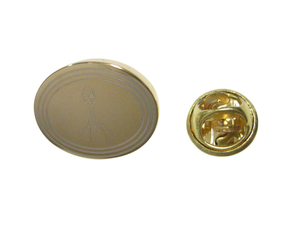 Gold Toned Etched Oval Complex Virus Lapel Pin