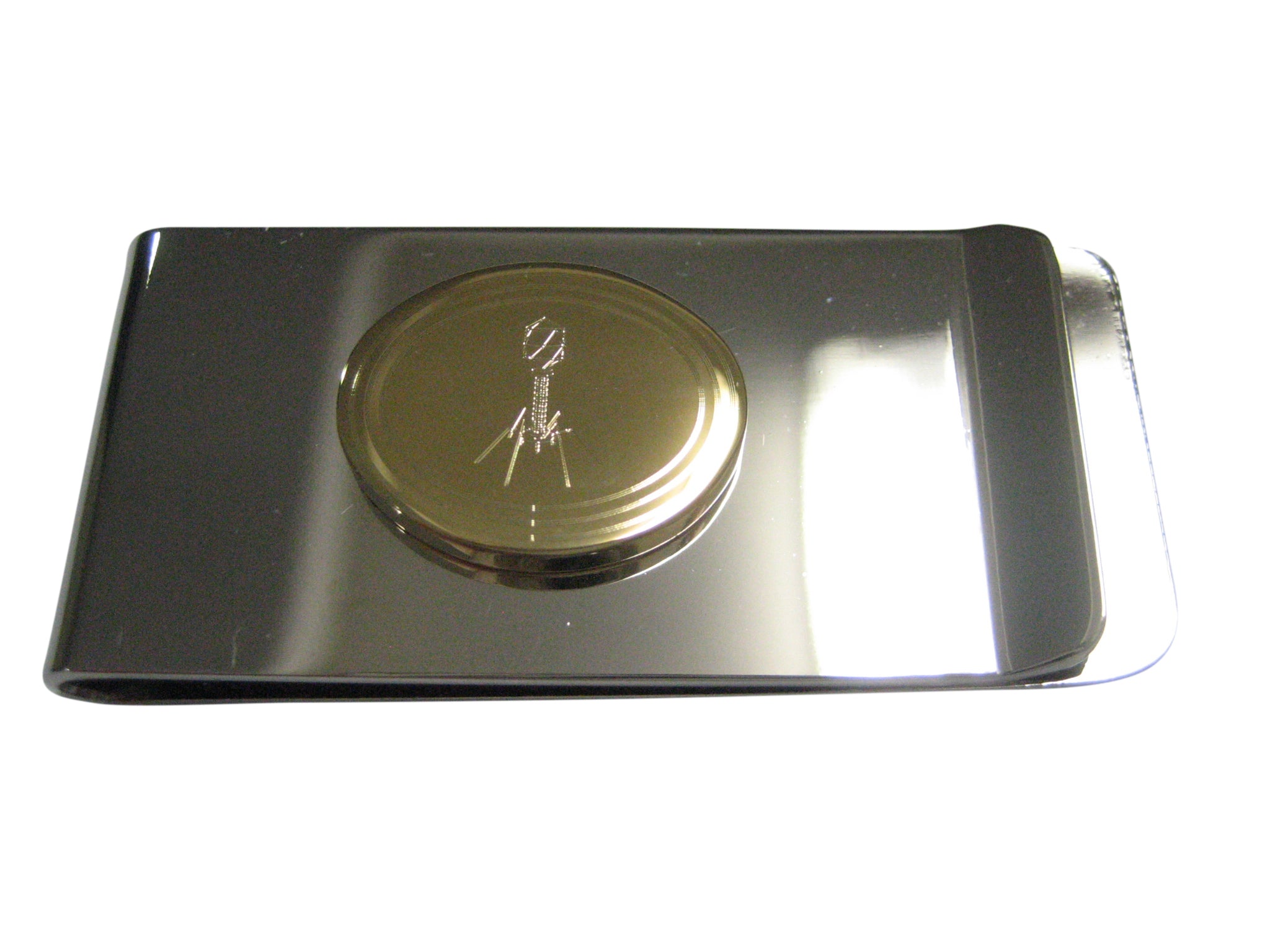 Gold Toned Etched Oval Complex Virus Money Clip