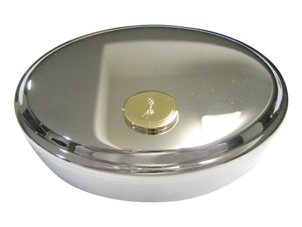 Gold Toned Etched Oval Complex Virus Pendant Oval Trinket Jewelry Box