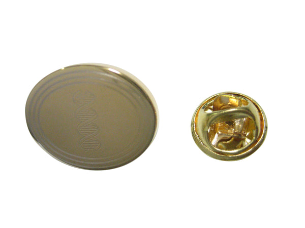 Gold Toned Etched Oval DNA Deoxyribonucleic Acid Molecule Lapel Pin