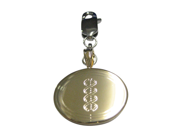 Gold Toned Etched Oval DNA Deoxyribonucleic Acid Molecule Pendant Zipper Pull Charm