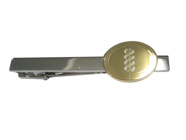 Gold Toned Etched Oval DNA Deoxyribonucleic Acid Molecule Tie Clip