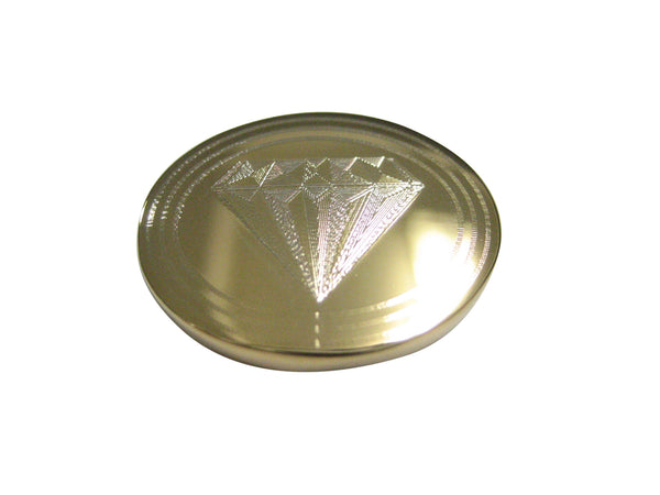 Gold Toned Etched Oval Diamond Image Magnet