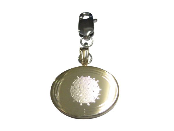 Gold Toned Etched Oval Enveloped Virus Pendant Zipper Pull Charm