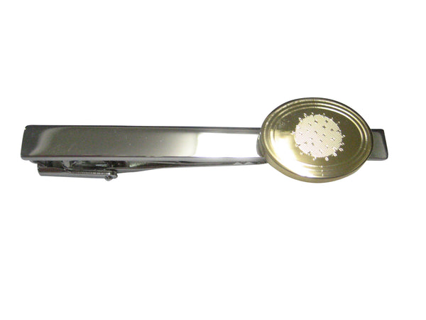 Gold Toned Etched Oval Enveloped Virus Tie Clip