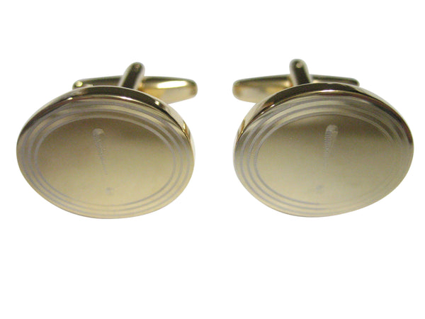 Gold Toned Etched Oval Exclamation Mark Cufflinks