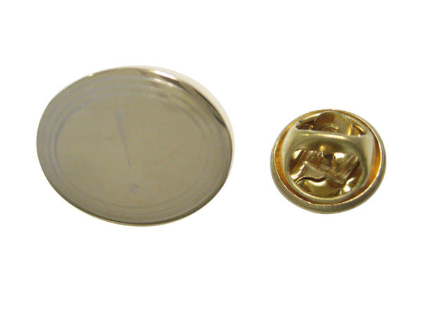 Gold Toned Etched Oval Exclamation Mark Lapel Pin