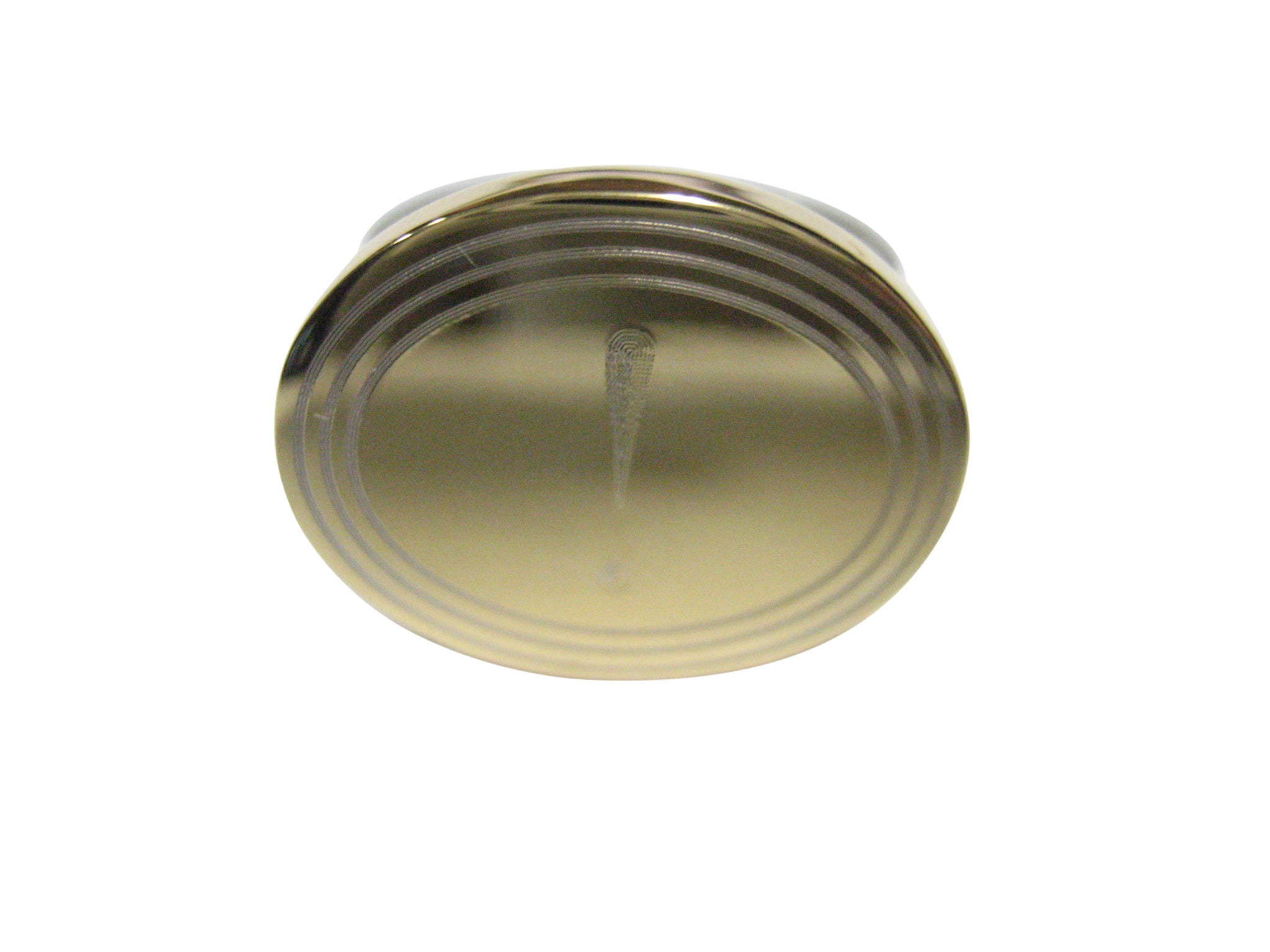 Gold Toned Etched Oval Exclamation Mark Pendant Adjustable Size Fashion Ring