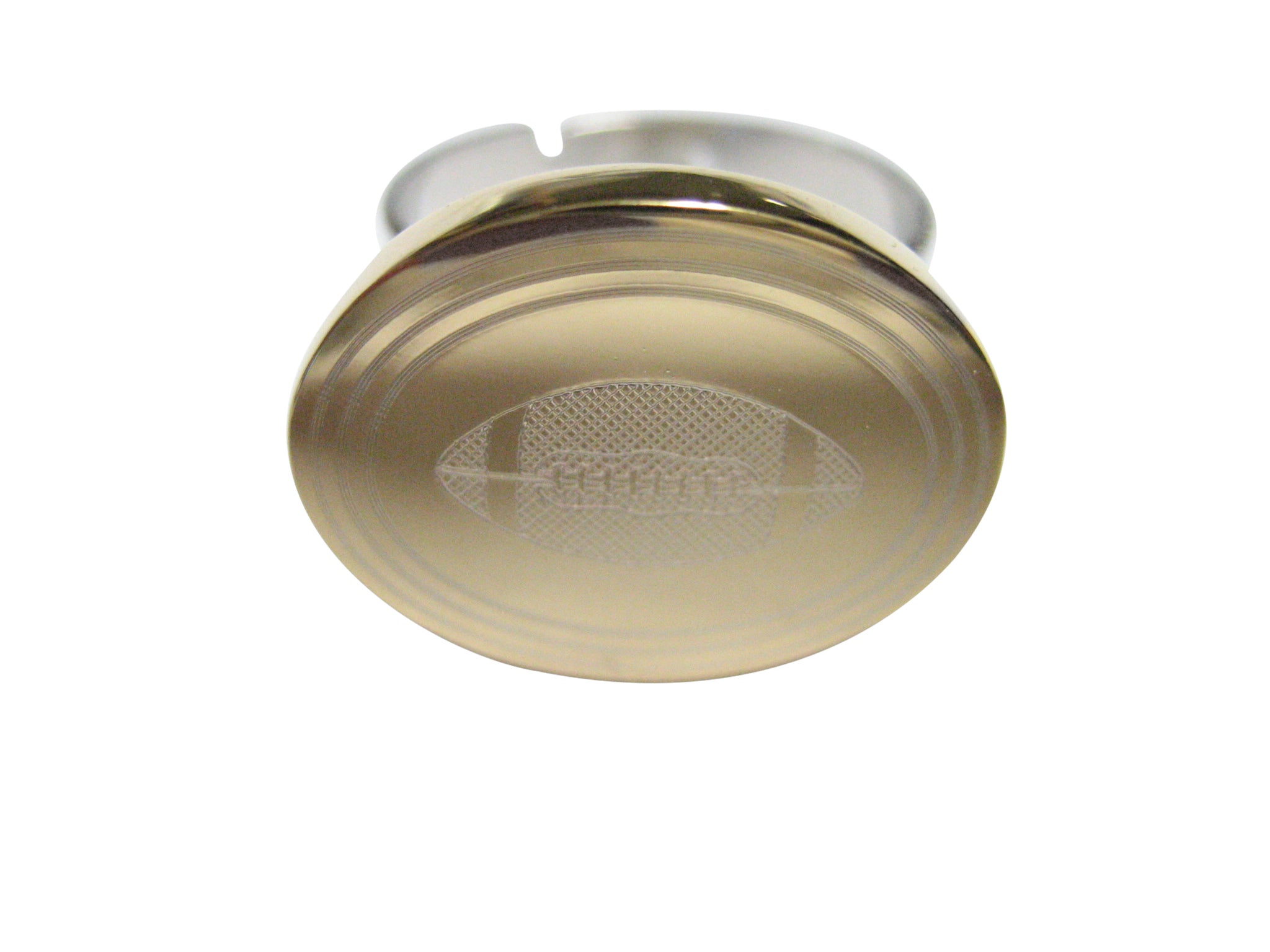 Gold Toned Etched Oval Football Adjustable Size Fashion Ring
