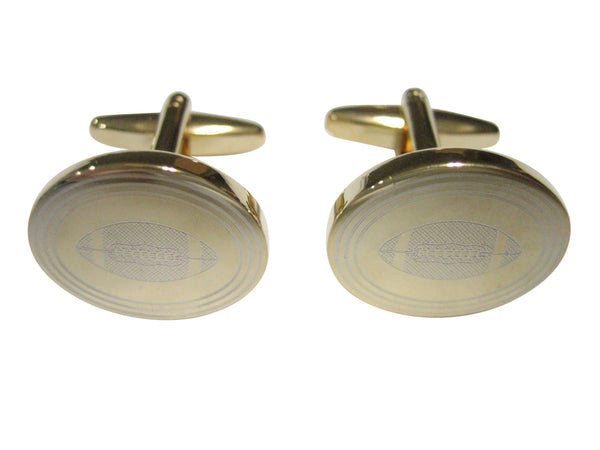 Gold Toned Etched Oval Football Cufflinks