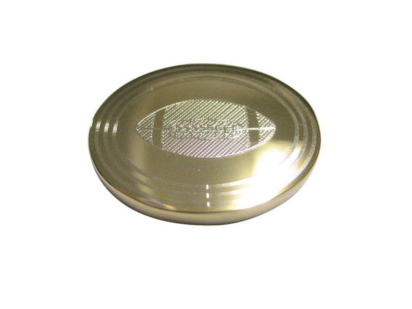 Gold Toned Etched Oval Football Magnet