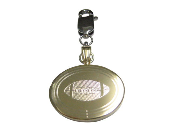 Gold Toned Etched Oval Football Pendant Zipper Pull Charm