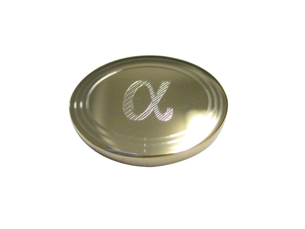 Gold Toned Etched Oval Greek Letter Alpha Magnet