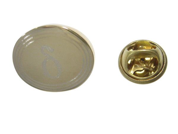 Gold Toned Etched Oval Greek Letter Delta Lapel Pin