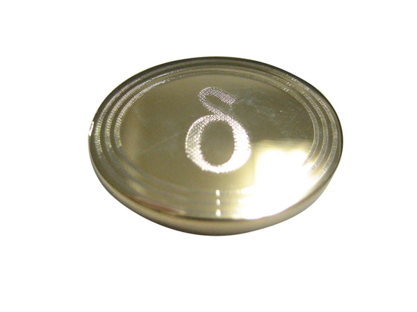 Gold Toned Etched Oval Greek Letter Delta Magnet