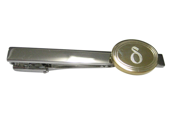 Gold Toned Etched Oval Greek Letter Delta Tie Clip