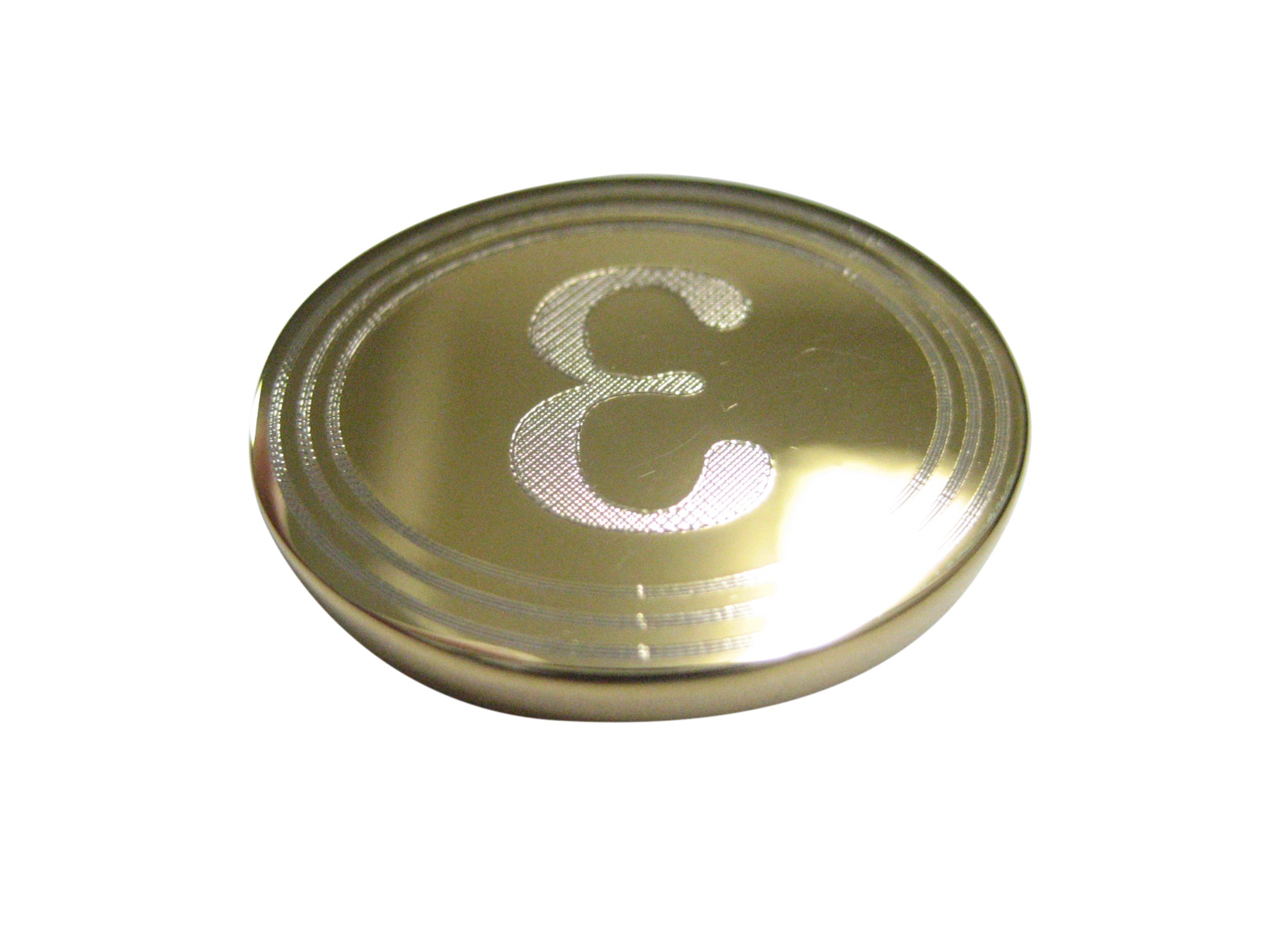 Gold Toned Etched Oval Greek Letter Epsilon Pendant Magnet