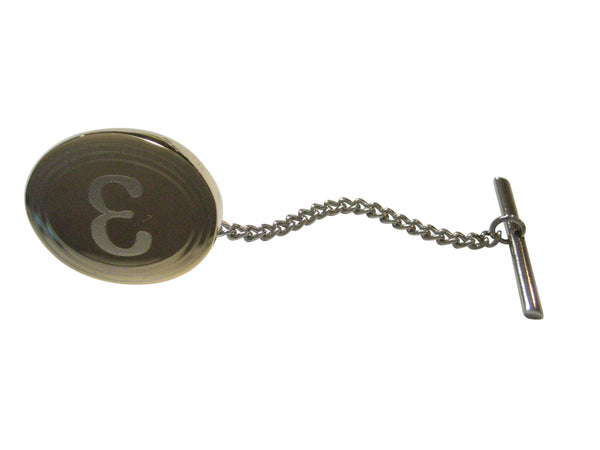 Gold Toned Etched Oval Greek Letter Epsilon Tie Tack