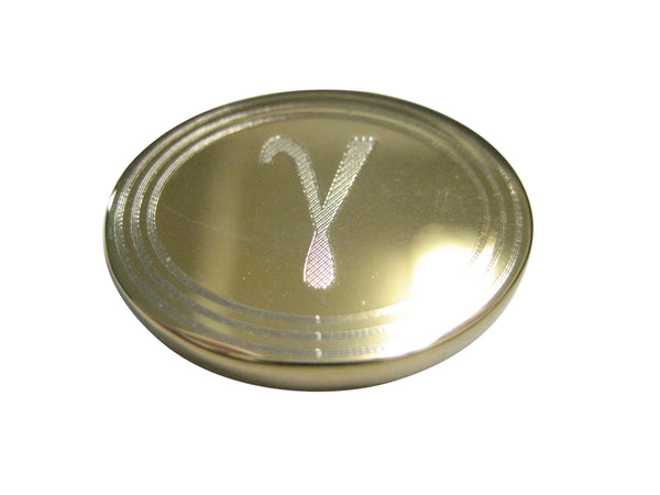 Gold Toned Etched Oval Greek Letter Gamma Pendant Magnet