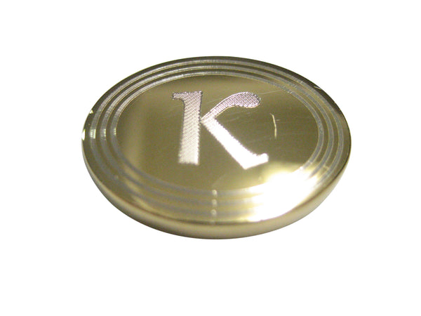Gold Toned Etched Oval Greek Letter Kappa Pendant Magnet