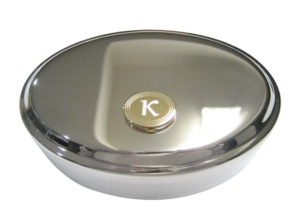 Gold Toned Etched Oval Greek Letter Kappa Pendant Oval Trinket Jewelry Box