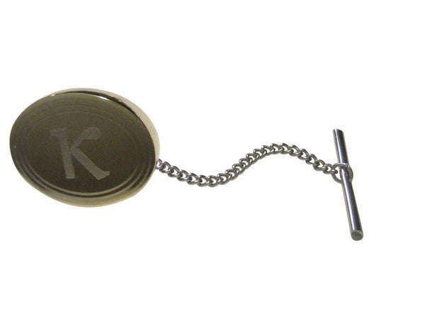 Gold Toned Etched Oval Greek Letter Kappa Tie Tack