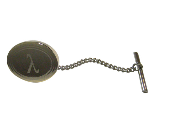 Gold Toned Etched Oval Greek Letter Lambda Tie Tack