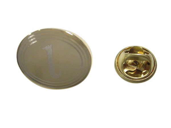 Gold Toned Etched Oval Greek Letter iota Lapel Pin