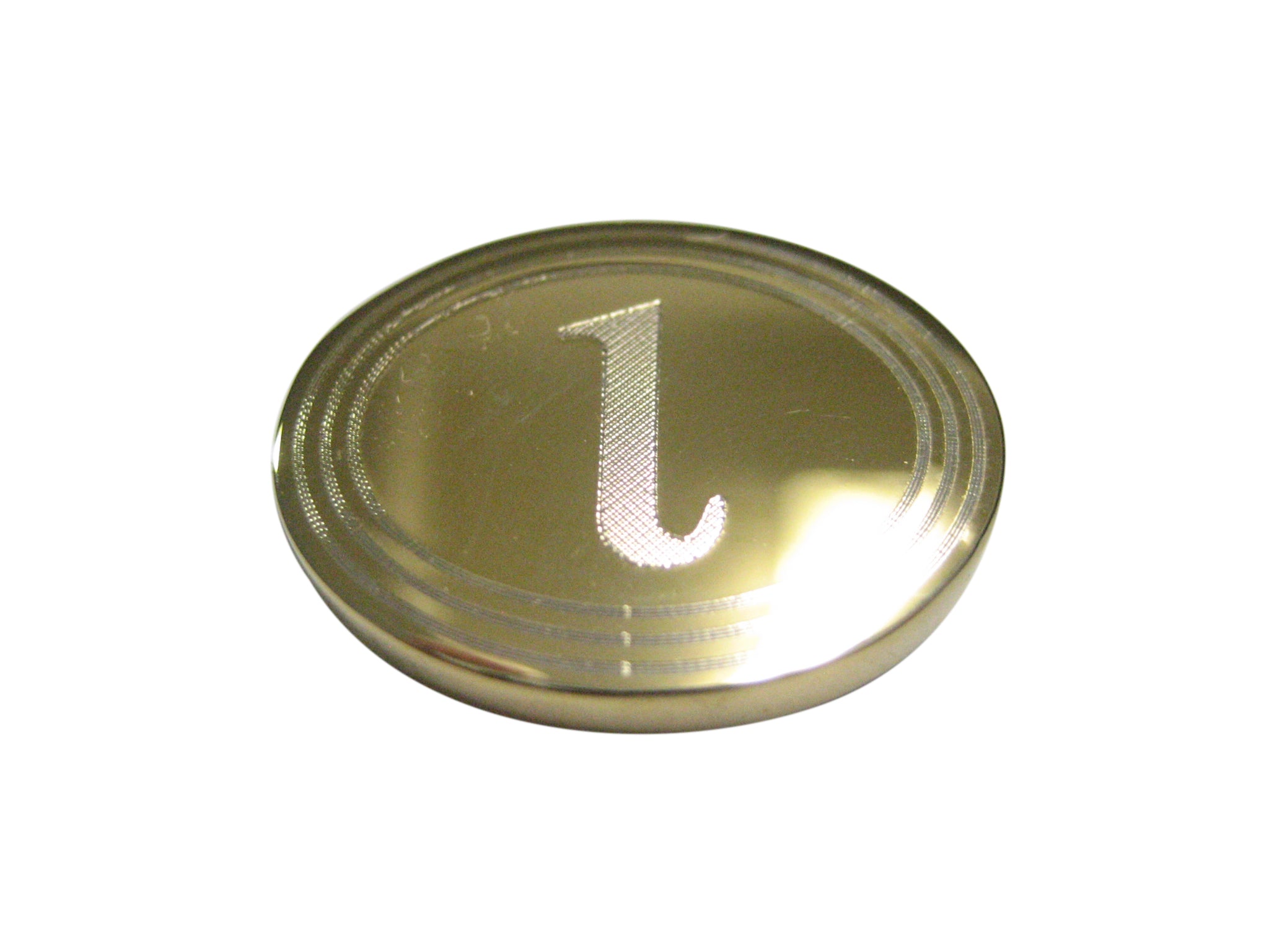 Gold Toned Etched Oval Greek Letter iota Magnet