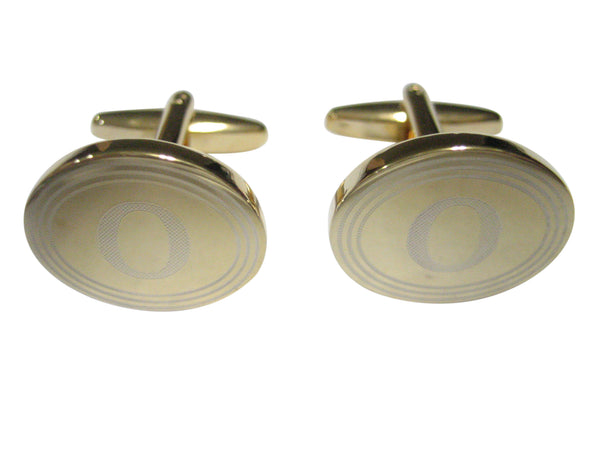 Gold Toned Etched Oval Greek Letter Omicron Cufflinks